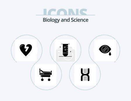 Illustration for Biology Glyph Icon Pack 5 Icon Design. eye. science. heart attack. laboratory. glassware - Royalty Free Image