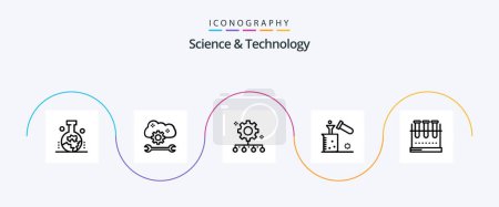 Illustration for Science And Technology Line 5 Icon Pack Including test tube. science. cloud sync settings. chemical. work management - Royalty Free Image