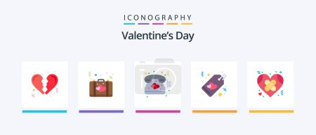 Illustration for Valentines Day Flat 5 Icon Pack Including broken. tag. heart. sale. heart. Creative Icons Design - Royalty Free Image