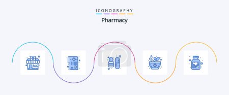 Illustration for Pharmacy Blue 5 Icon Pack Including . pharmacy. science. medication. signaling - Royalty Free Image