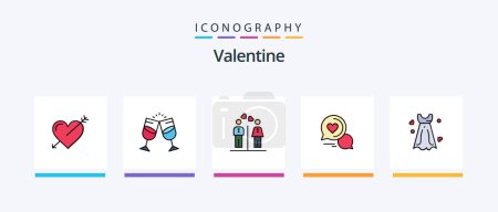 Téléchargez les illustrations : Valentine Line Filled 5 Icon Pack Including love. valentines. love. valentine. love. Creative Icons Design - en licence libre de droit