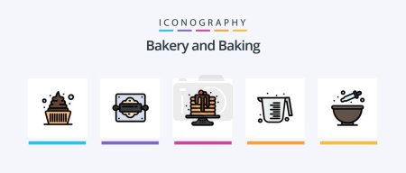 Téléchargez les illustrations : Baking Line Filled 5 Icon Pack Including cooking. cutter. food. cookie. baking. Creative Icons Design - en licence libre de droit