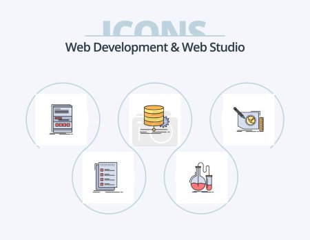 Ilustración de Web Development And Web Studio Line Filled Icon Pack 5 Icon Design. coding. repair. message. instant - Imagen libre de derechos