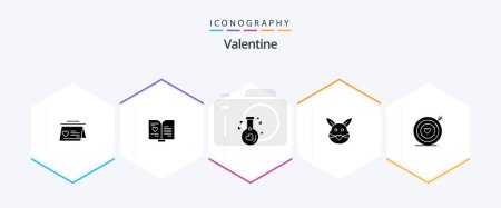 Téléchargez les illustrations : Valentine 25 Glyphe icône pack y compris l'amour. amour. livre. jour. valentine - en licence libre de droit