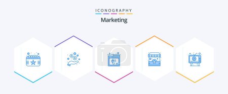 Illustration for Marketing 25 Blue icon pack including ad. shopping. browser. shop. website - Royalty Free Image