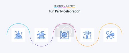 Téléchargez les illustrations : Party Blue 5 Icon Pack Including microphone. summer. mix. party. fun - en licence libre de droit