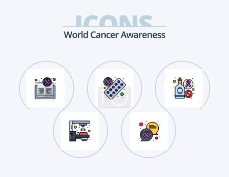 Illustration for World Cancer Awareness Line Filled Icon Pack 5 Icon Design. sign. chat. cigarette. machine. weight - Royalty Free Image