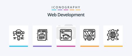 Illustration for Web Development Line 5 Icon Pack Including browser. web. development. promotion. badge. Creative Icons Design - Royalty Free Image