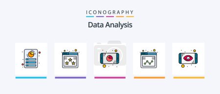 Illustration for Data Analysis Line Filled 5 Icon Pack Including data. graph. online analysis. digital. focus analysis. Creative Icons Design - Royalty Free Image