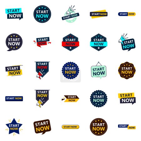 Ilustración de 25 Innovative Typographic Banners for promoting starting - Imagen libre de derechos