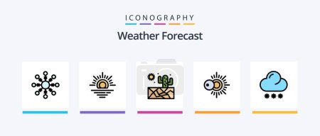 Téléchargez les illustrations : Weather Line Filled 5 Icon Pack Including . water. wind. sea. climate. Creative Icons Design - en licence libre de droit