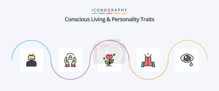 Illustration for Concious Living And Personality Traits Line Filled Flat 5 Icon Pack Including friends. best. people. love. growth - Royalty Free Image