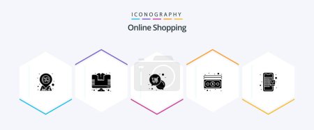 Illustration for Online Shopping 25 Glyph icon pack including bag. money. mail. dollar. shopping - Royalty Free Image
