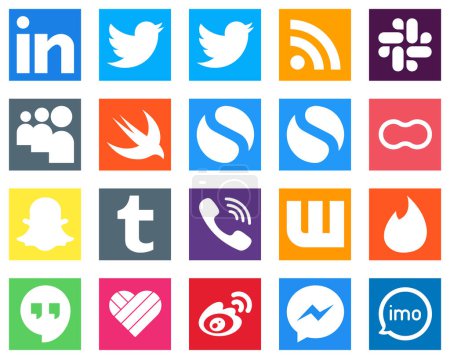 Illustration for 20 Social Media Icons for Your Business such as viber; swift; tumblr and women icons. Customizable and unique - Royalty Free Image