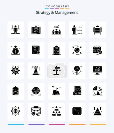 Illustration for Creative Strategy And Management 25 Glyph Solid Black icon pack  Such As network. connect. marketing. success. team - Royalty Free Image