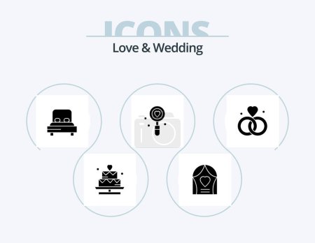 Illustration for Love And Wedding Glyph Icon Pack 5 Icon Design. love. date. wedding. love - Royalty Free Image