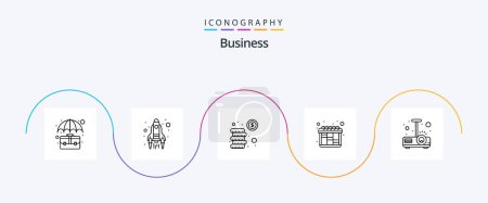 Illustration for Business Line 5 Icon Pack Including presentation. workflow. launch. planning. investment - Royalty Free Image