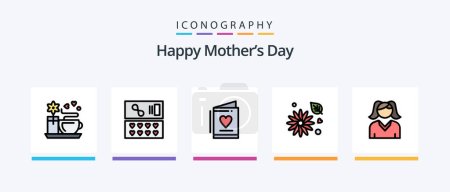 Illustration for Happy Mothers Day Line Filled 5 Icon Pack Including mother. gift . mother. ring . summer. Creative Icons Design - Royalty Free Image