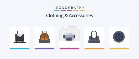Illustration for Clothing and Accessories Flat 5 Icon Pack Including . sew. belt. fastener. button. Creative Icons Design - Royalty Free Image