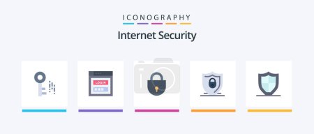 Illustration for Internet Security Flat 5 Icon Pack Including protection. security. internet. lock. internet. Creative Icons Design - Royalty Free Image