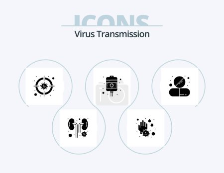 Illustration for Virus Transmission Glyph Icon Pack 5 Icon Design. drug. health care. target. treatment. drip - Royalty Free Image