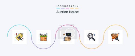 Illustration for Auction Line Filled Flat 5 Icon Pack Including court. bid. checked. search. explore - Royalty Free Image