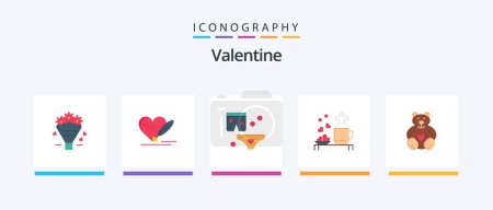 Illustration for Valentine Flat 5 Icon Pack Including love. love. pen. day. valentine. Creative Icons Design - Royalty Free Image