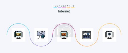 Illustration for Internet Line Filled Flat 5 Icon Pack Including internet. www. blog. website. communications - Royalty Free Image