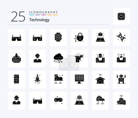 Illustration for Technology 25 Solid Glyph icon pack including presentation. hologram. technology. box. technology - Royalty Free Image