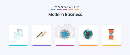 Illustration for Modern Business Flat 5 Icon Pack Including world. connection. organizer. communication. globe. Creative Icons Design - Royalty Free Image
