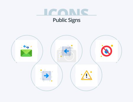Téléchargez les illustrations : Panneaux publics Flat Icon Pack 5 Icon Design. . l'eau. message. pluie. goutte - en licence libre de droit