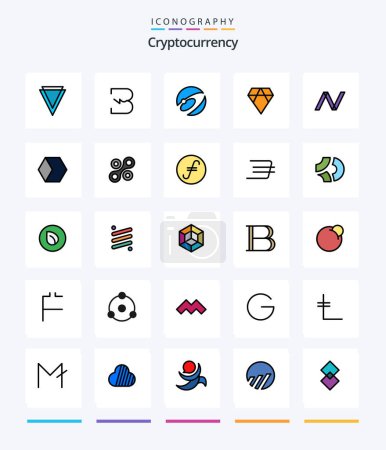 Ilustración de Creative Cryptocurrency 25 Line FIlled icon pack  Such As crypto. crypto currency. nexus. crypto. asch - Imagen libre de derechos
