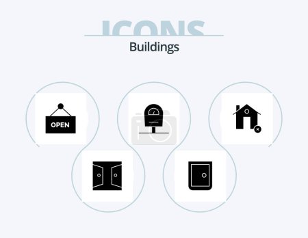 Illustration for Buildings Glyph Icon Pack 5 Icon Design. . house. machine. estate. cancel - Royalty Free Image