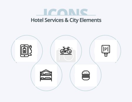 Illustration for Hotel Services And City Elements Line Icon Pack 5 Icon Design. public. drawer. luggage. wardrobe. furniture - Royalty Free Image