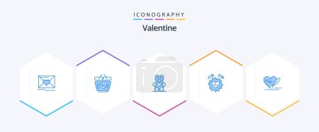 Illustration for Valentine 25 Blue icon pack including love. heart. hearts. valentine. love - Royalty Free Image