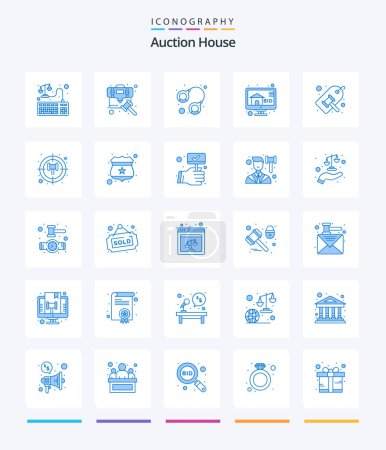 Téléchargez les illustrations : Enchère créative 25 Emballage icône bleue telle que cour. enchère. procès. enchérir. droit - en licence libre de droit
