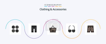 Ilustración de Ropa y Accesorios Línea Lleno Flat 5 Icon Pack Incluye shorts. ropa. moda. Vístete. vista - Imagen libre de derechos
