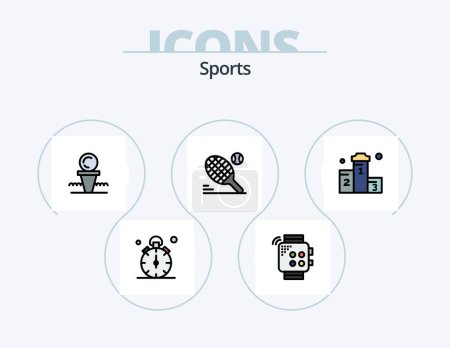 Ilustración de Sports Line Filled Icon Pack 5 Icon Design. sport. ball. soccer. race. cycling - Imagen libre de derechos