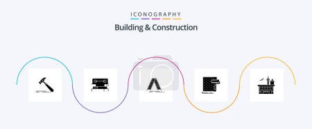 Téléchargez les illustrations : Building And Construction Glyph 5 Icon Pack Including repair. interior. scale. paint. construction - en licence libre de droit