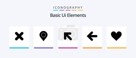 Ilustración de Basic Ui Elements Glyph 5 Icon Pack Including sign. love. arrow. point back. arrows. Creative Icons Design - Imagen libre de derechos
