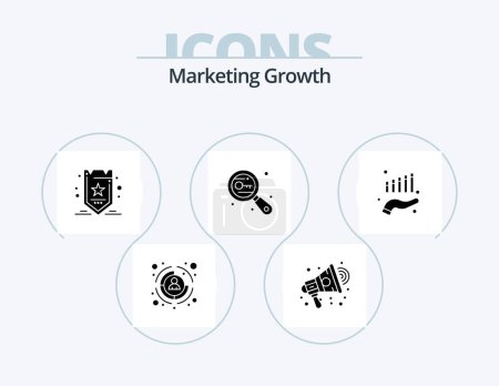 Téléchargez les illustrations : Marketing Growth Glyph Icon Pack 5 Icon Design. business. search. marketing. research. key - en licence libre de droit