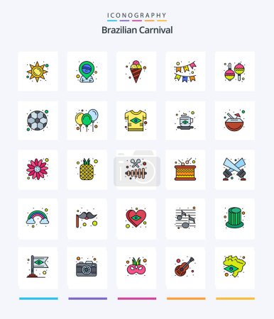 Ilustración de Creativo brasileño Carnaval 25 Línea FIlled icono pack Tal como la música. instrumento. crema. Adorno. celebración - Imagen libre de derechos