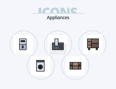 Téléchargez les illustrations : Appliances Line Filled Icon Pack 5 Icon Design. appliances. house. household. home ware. appliances - en licence libre de droit