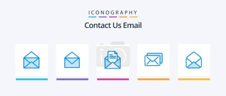 Téléchargez les illustrations : Email Blue 5 Icon Pack Including . business. email. Creative Icons Design - en licence libre de droit