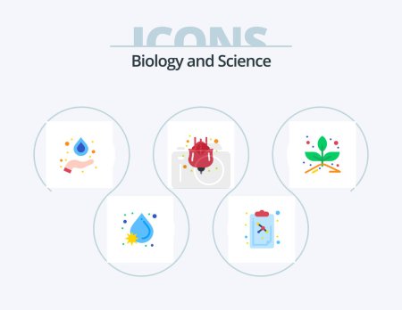 Illustration for Biology Flat Icon Pack 5 Icon Design. . sprout. hydrogen. plant. tulip - Royalty Free Image