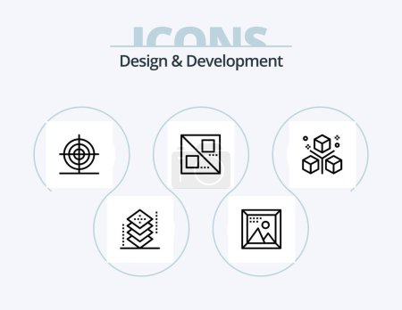 Illustration for Design and Development Line Icon Pack 5 Icon Design. web design. seo. web. options. objects - Royalty Free Image