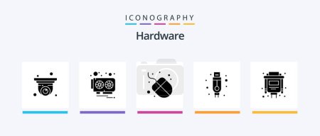 Illustration for Hardware Glyph 5 Icon Pack Including . port. computer. cable. cable. Creative Icons Design - Royalty Free Image