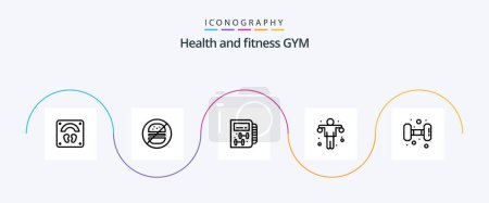 Illustration for Gym Line 5 Icon Pack Including gym. sport. fitness. gym. dumbbell - Royalty Free Image
