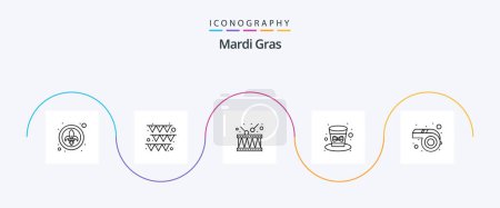 Illustration for Mardi Gras Line 5 Icon Pack Including whistle. mardi gras. instrument. holiday. festival - Royalty Free Image