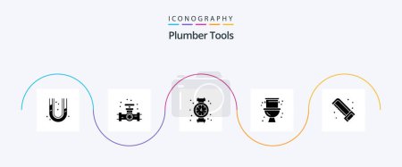 Illustration for Plumber Glyph 5 Icon Pack Including . saw. mechanical. plumbing. mechanical - Royalty Free Image